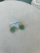 Load image into Gallery viewer, Ring earrings, jade stone // Auskarai rinkės, žadeito akmenys
