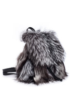 Load image into Gallery viewer, Backpack from Fox Fur Blue Silver / Kuprinė iš lapės kailio, sidabras
