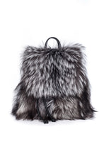 Load image into Gallery viewer, Backpack from Fox Fur Blue Silver / Kuprinė iš lapės kailio, sidabras
