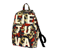 Load image into Gallery viewer, Flowery backpack with engraved Lietuva // Gėlėta laisvalaikio kuprinė Lietuva
