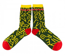 Load image into Gallery viewer, Men&#39;s green socks with letters Lietuva, size: (41-46) // Vyriškos žalios kojinės su raidėmis Lietuva, dydis:(41-46)
