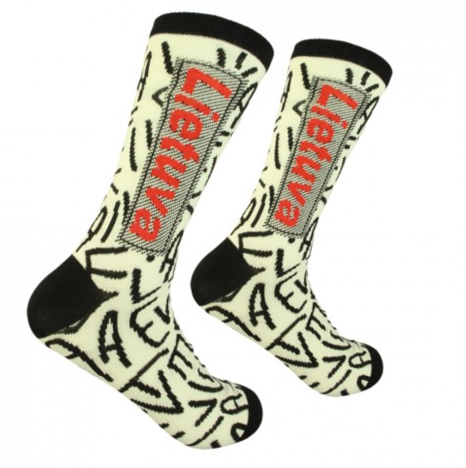 Men's socks Lietuva white / black size: (41-46) // Vyriškos kojinės Lietuva balta/juoda dydis:(41-46)