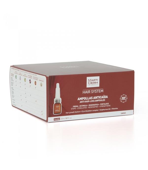 Hair System Anti Hair-Loss Ampoules, 14 units / MARTIDERM AMPULĖS NUO PLAUKŲ SLINKIMO, 14 vnt