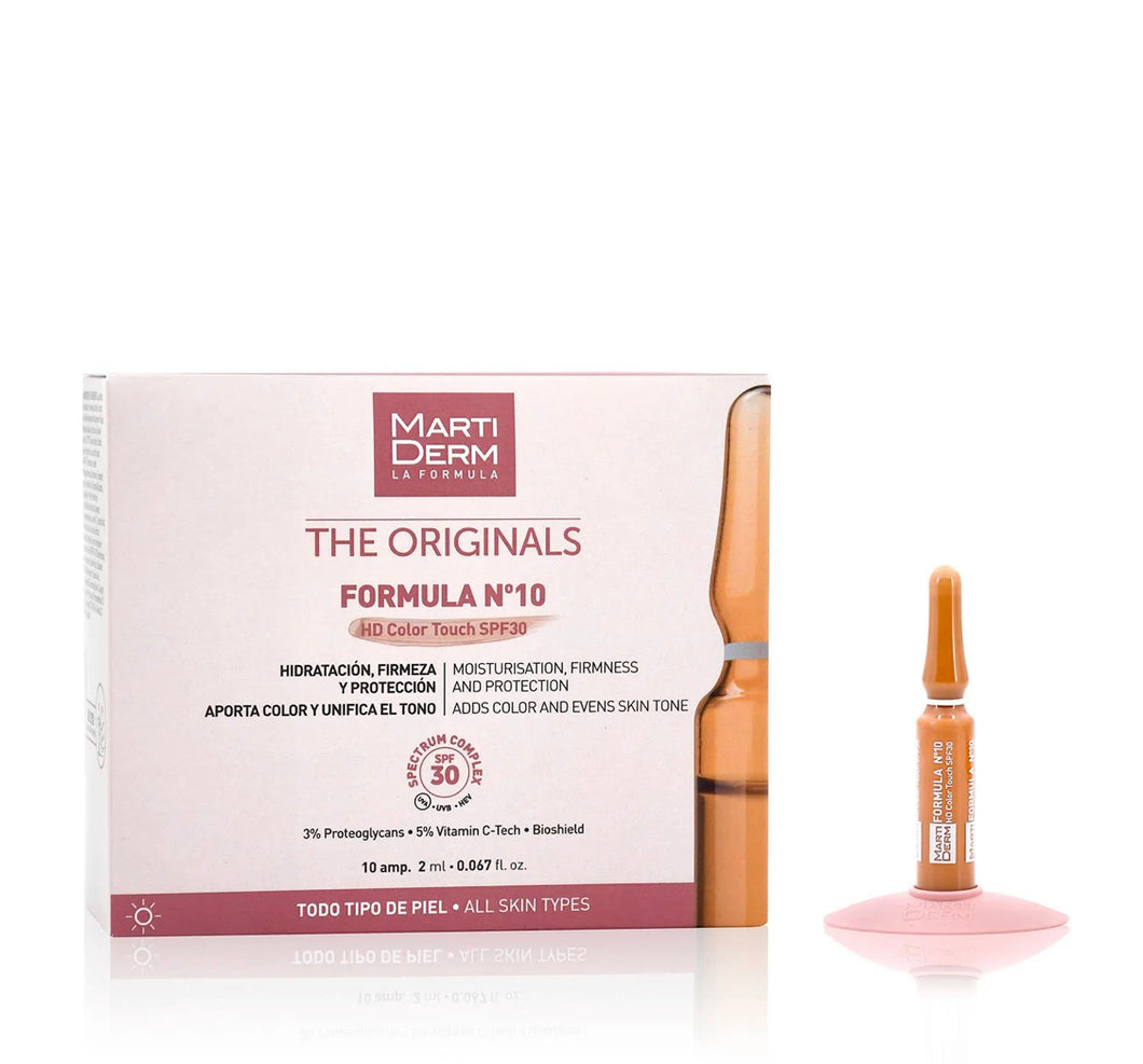 MARTIDERM facial ampoules FORMULA Nº10 HD Color Touch SPF30, 30 ampoules / 2 ml // MARTIDERM veido ampulės FORMULA Nº10 HD Color Touch SPF30, 10 ampulių/2 ml