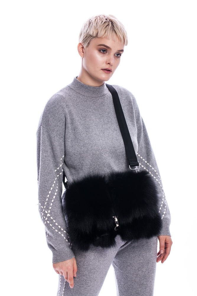 Bag from fox fur black