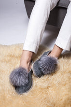 Load image into Gallery viewer, Sheepskin Slippers with Fox Fur Pompom
