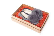 Load image into Gallery viewer, Sheepskin Slippers with Fox Fur Pompom
