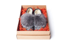 Load image into Gallery viewer, Sheepskin Slippers with Fox Fur Pompom
