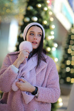 Load image into Gallery viewer, Knitted Pink Cashmere and Wool Hat &amp; Scarf Set with Pompoms
