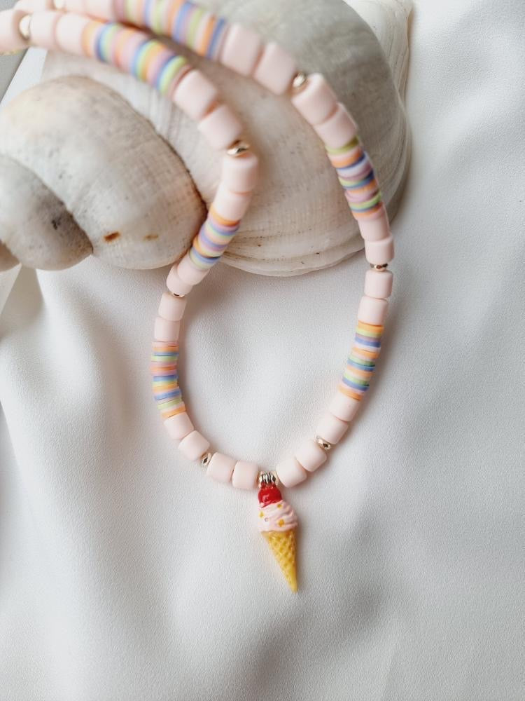 Colorful Kids Necklace with ICE CREAM / Spalvotas vaikiškas vėrinukas su ledais