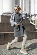 Load image into Gallery viewer, Wool and cashmere coat grey with grey mink sleeves / Vilnonis Paltas
