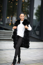 Load image into Gallery viewer, Long vest of black fox fur / Ilga lapės kailio liemenė
